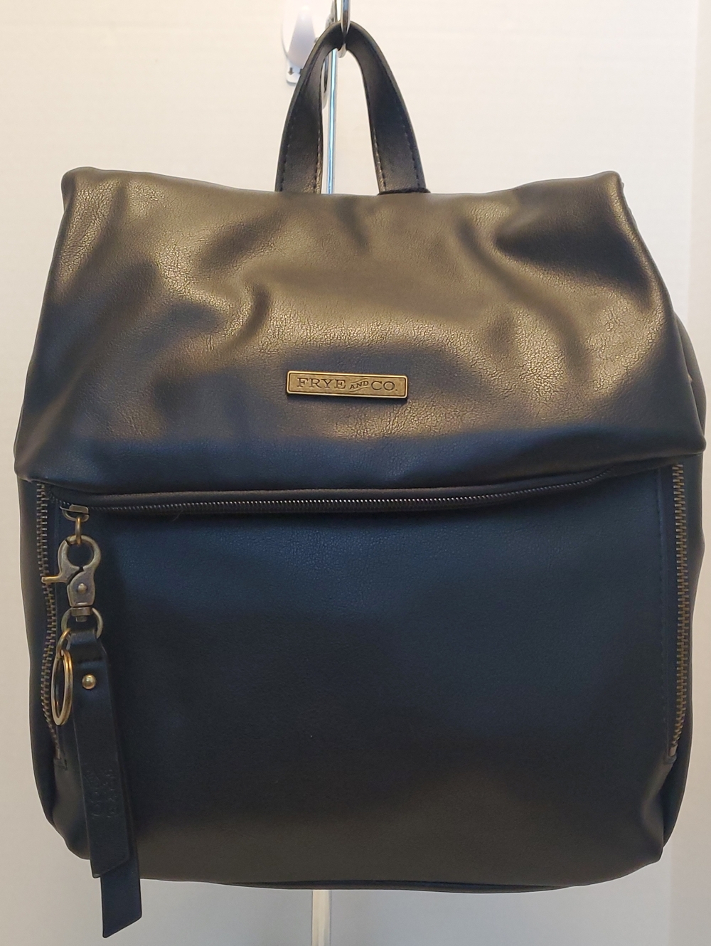 FRYE AND CO. Black Leather Fold-Top Backpack